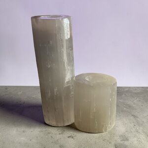 Elegant White Selenite Candle Holders
